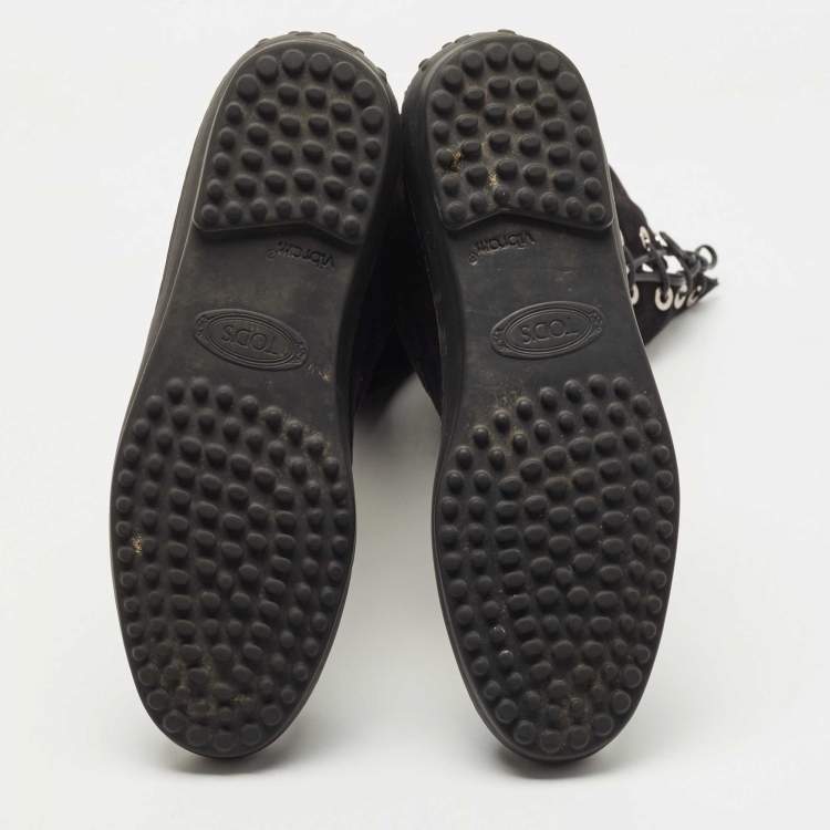 Pre Owned Tod's Black Suede Calf Length Boots Size 39