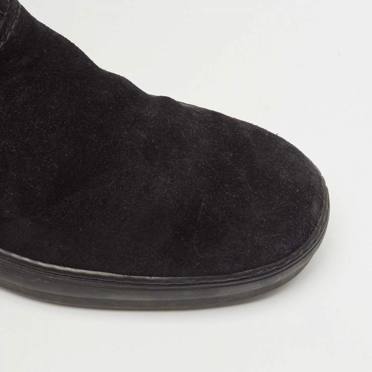 Pre Owned Tod's Black Suede Calf Length Boots Size 39