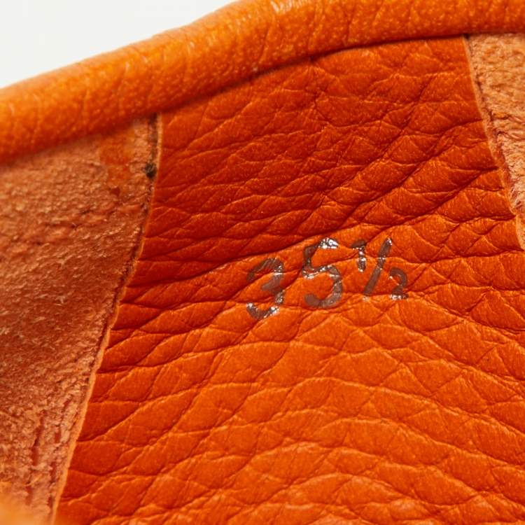 Pre Owned Tod's Orange Leather Penny Slip On Loafers Size 35.5