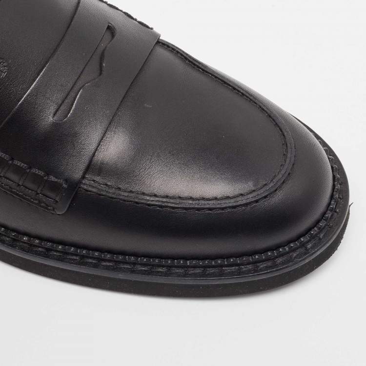 Pre Owned Tod's Black Leather Penny Slip On Loafers Size 38.5