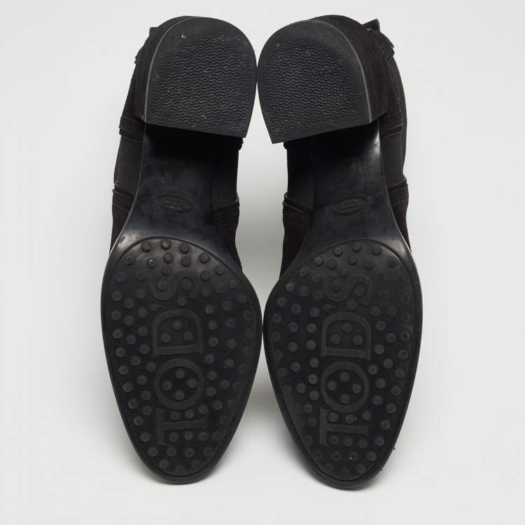 Pre Owned Tod's Black Suede Ankle Boots Size 40
