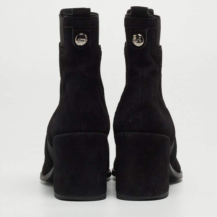 Pre Owned Tod's Black Suede Ankle Boots Size 40