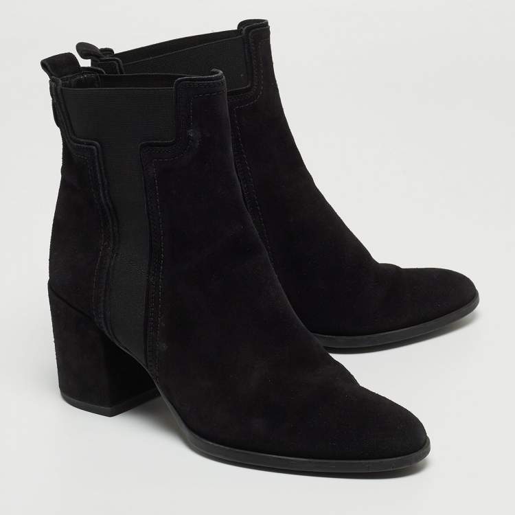 Pre Owned Tod's Black Suede Ankle Boots Size 40