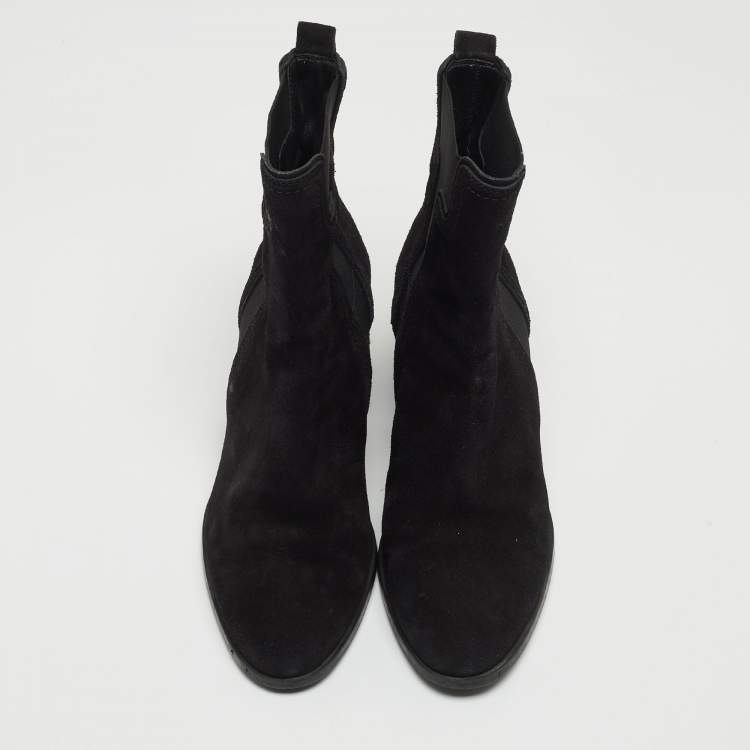 Pre Owned Tod's Black Suede Ankle Boots Size 40