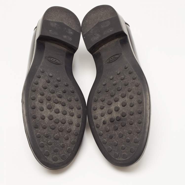 Pre Owned Tod's Black Leather Penny Slip On Loafers Size 35.5