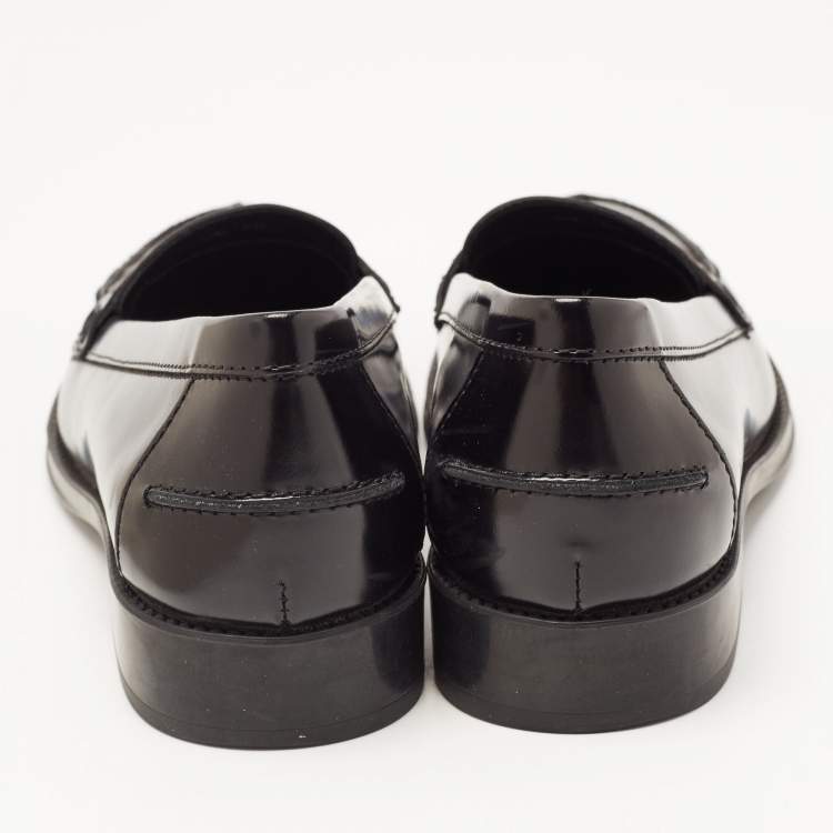 Pre Owned Tod's Black Leather Penny Slip On Loafers Size 35.5