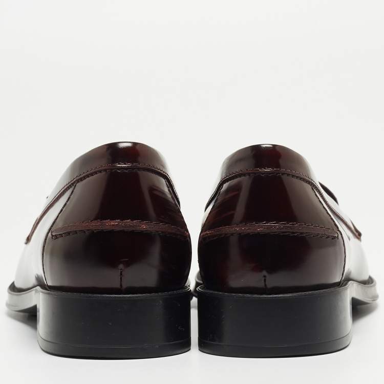 Pre Owned Tod's Burgundy Patent Leather Loafers Size 37.5