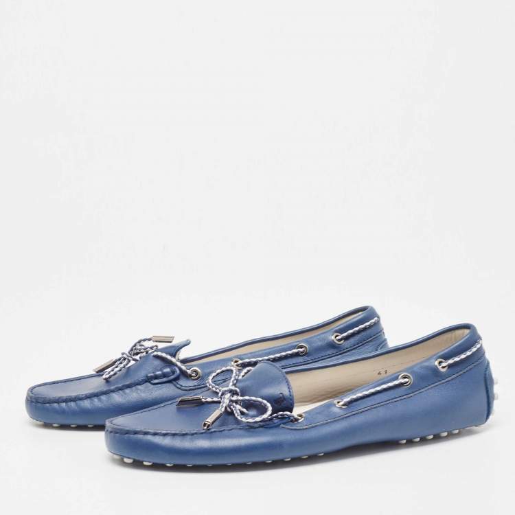 Tod's - Light blue denim moccasins with metallic bit for women