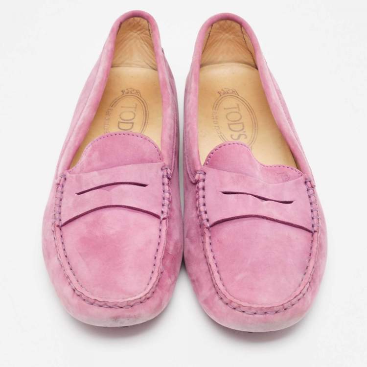 Pre Owned Tod's Purple Suede Gommino Loafers Size 39