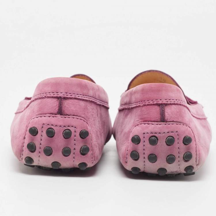 Pre Owned Tod's Purple Suede Gommino Loafers Size 39