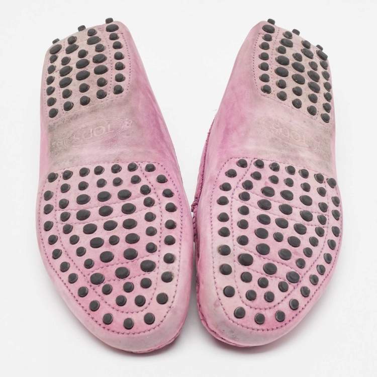Pre Owned Tod's Purple Suede Gommino Loafers Size 39