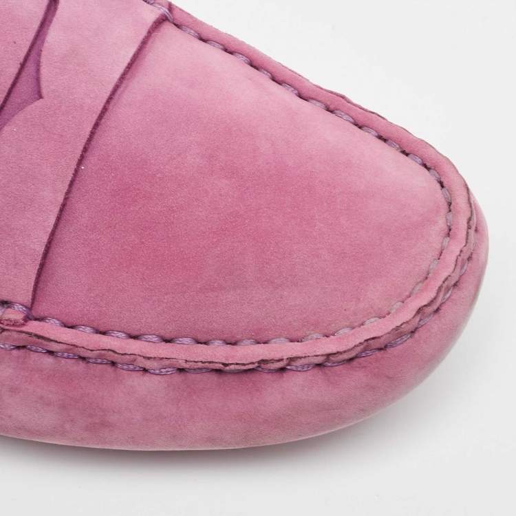 Pre Owned Tod's Purple Suede Gommino Loafers Size 39