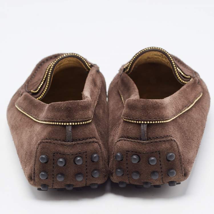 مملوكة مسبقًا Tod's Brown Suede Beaded Penny Loafers Size 40