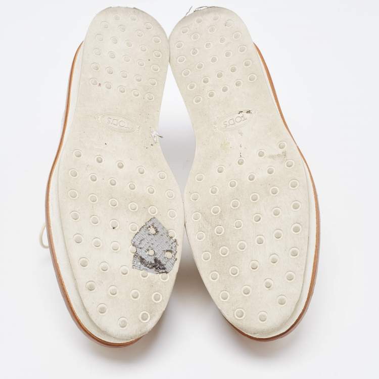 Pre Owned Tod's White Leather Platform Lace Up Oxfords Size 38