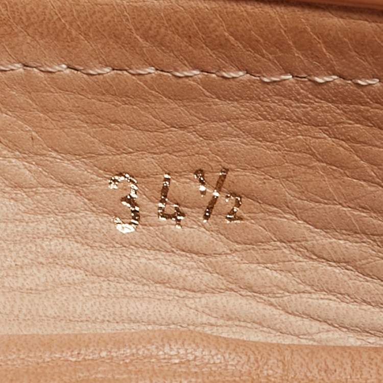 Pre Owned Tod's Beige Patent Slip On Loafers Size 34.5