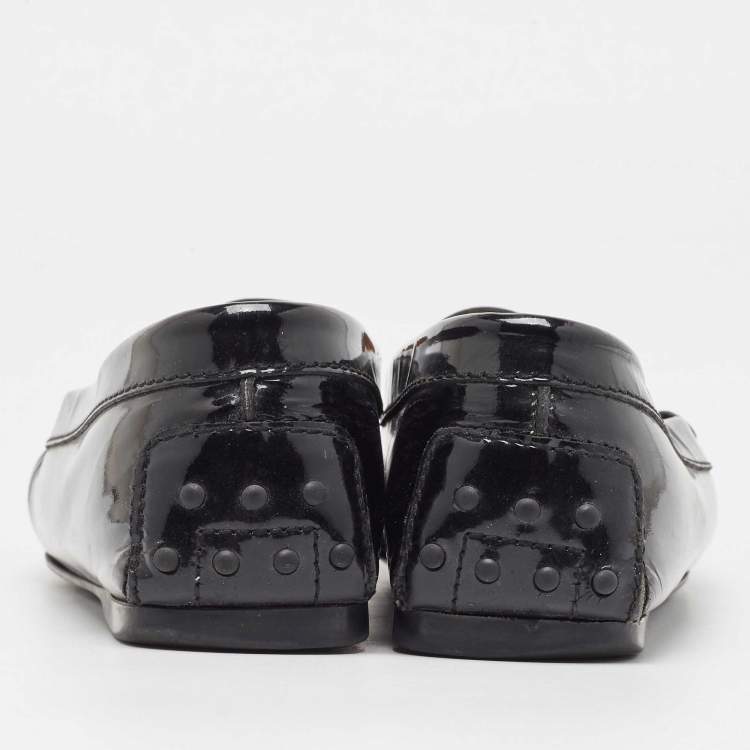 Pre Owned Tod's  Black Patent Leather Penny Slip On Loafers Size 39