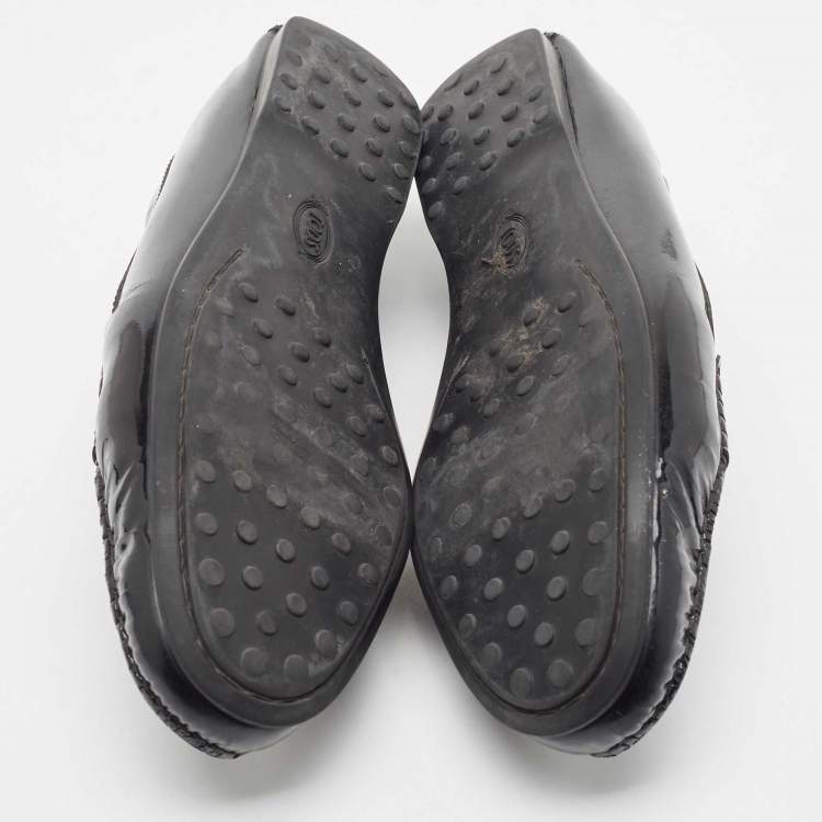 Pre Owned Tod's  Black Patent Leather Penny Slip On Loafers Size 39