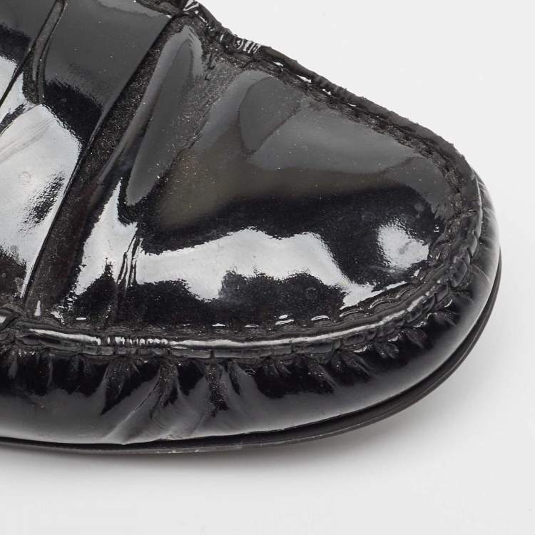 Pre Owned Tod's  Black Patent Leather Penny Slip On Loafers Size 39