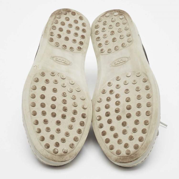 Pre Owned Tod's Black/Grey Nubuck Leather Low Top Sneakers Size 35