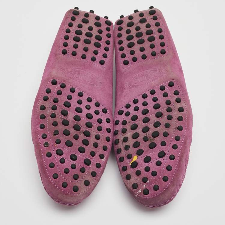 Pre Owned Tod's Purple Suede Beaded Penny Loafers Size 37.5