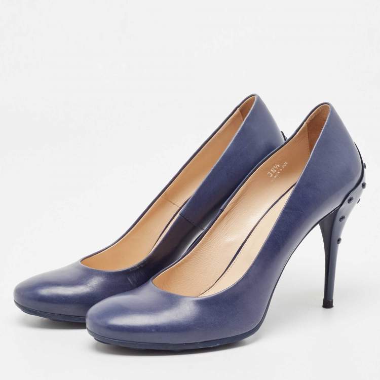 Pre Owned Tod's Navy Blue Leather Pumps Size 38.5 