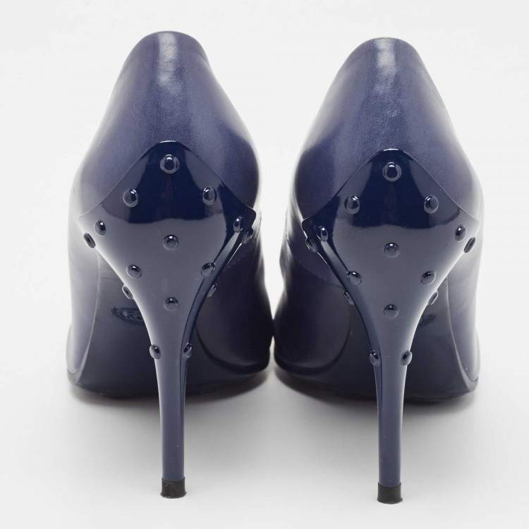 Pre Owned Tod's Navy Blue Leather Pumps Size 38.5 