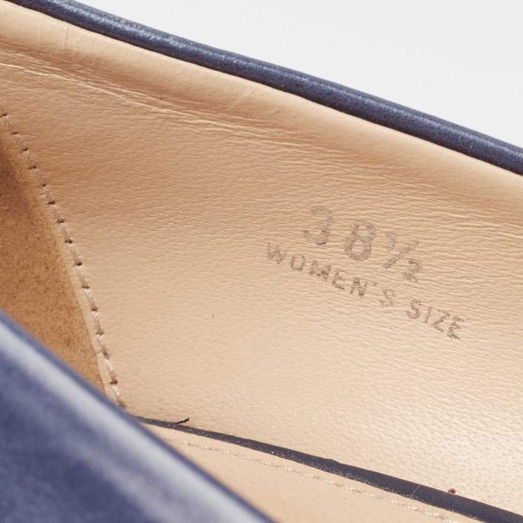 Pre Owned Tod's Navy Blue Leather Pumps Size 38.5 