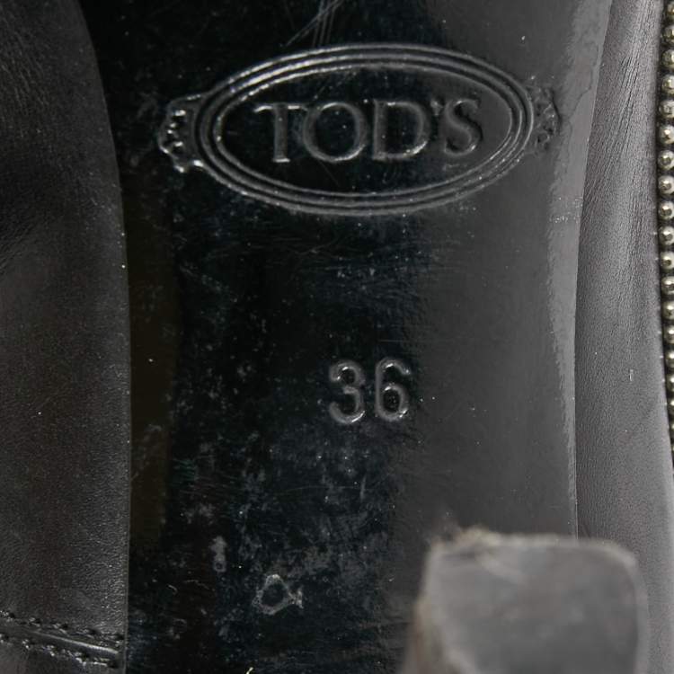Pre Owned Tod's Black Leather Peep Toe Pumps Size 36