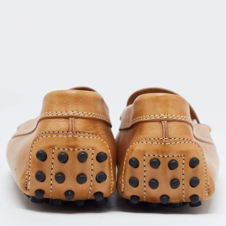 Pre Owned Tod's Brown Leather Slip On Loafers Size 41