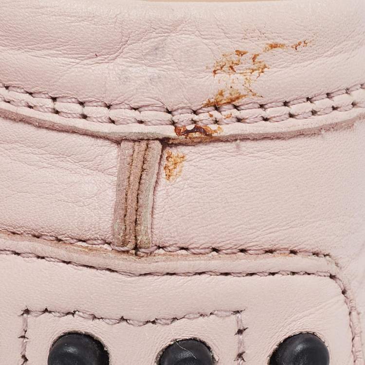 Pre Owned  Tod's Pink Leather Gommino Slip On Loafers Size 37