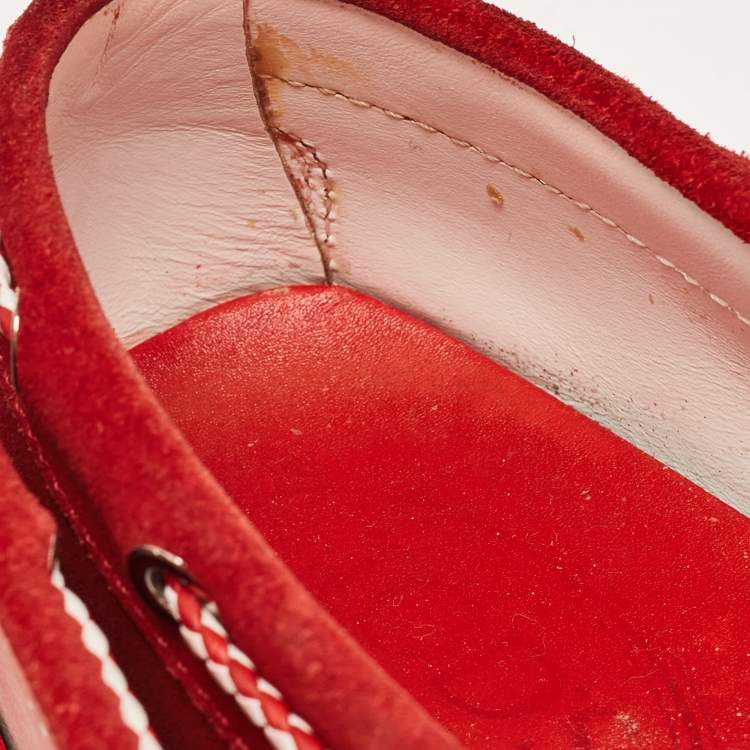 Pre Owned Tod's Red Suede Gommino Slip On Loafers Size 37