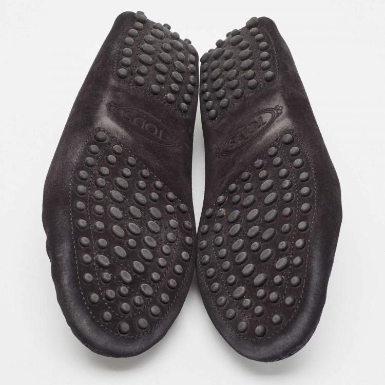 Pre Owned Tod's Black Suede and Patent Leather Loafers Size 36.5