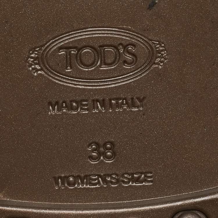 Pre Owned Tod's Light Brown Rubber Tassel Bow Thong Flat Sandals Size 38