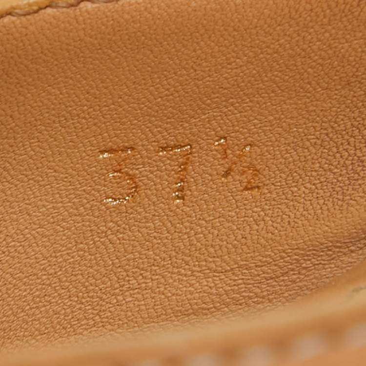 Pre Owned Tod's Beige Leather Bow Slide Sandals Size 37.5