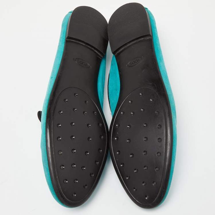 Pre Owned Tod's Green Suede Smoking Slippers Size 39.5