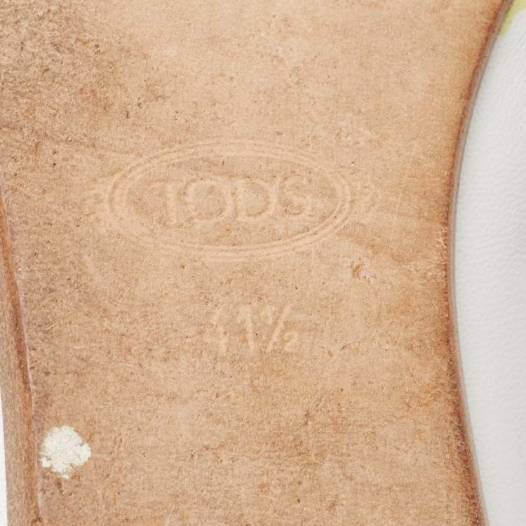 Pre Owned Tod's White Leather Ballet Flats Size 41.5 