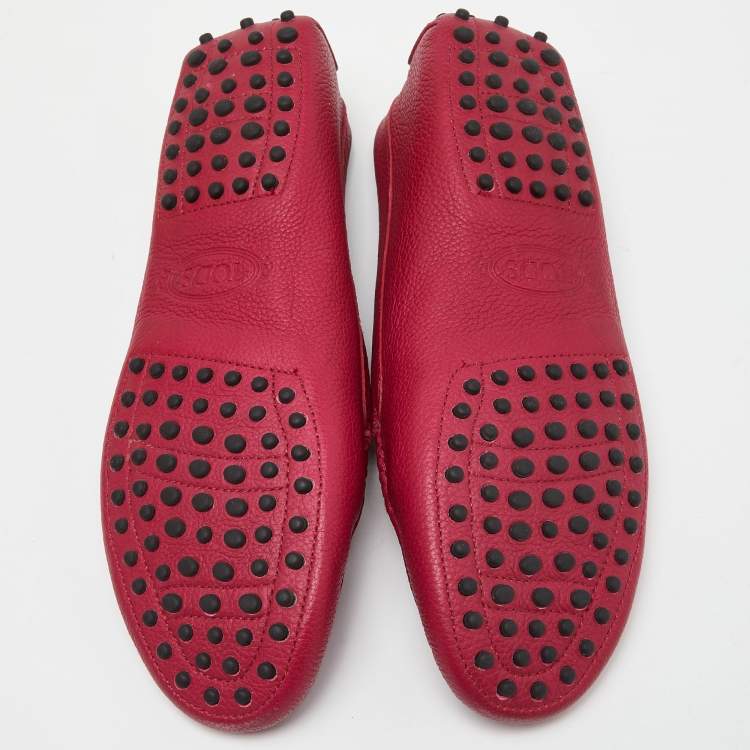 Pre Owned Tod's Pink Leather Driver Penny Slip On Loafers Size 41