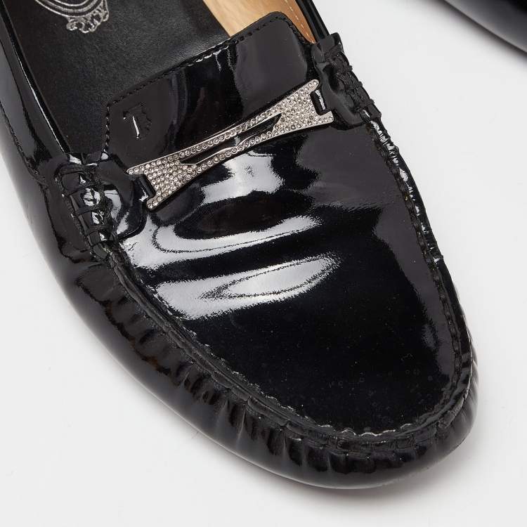 Pre Owned Tod's Black Patent Leather Penny Loafers Size 40