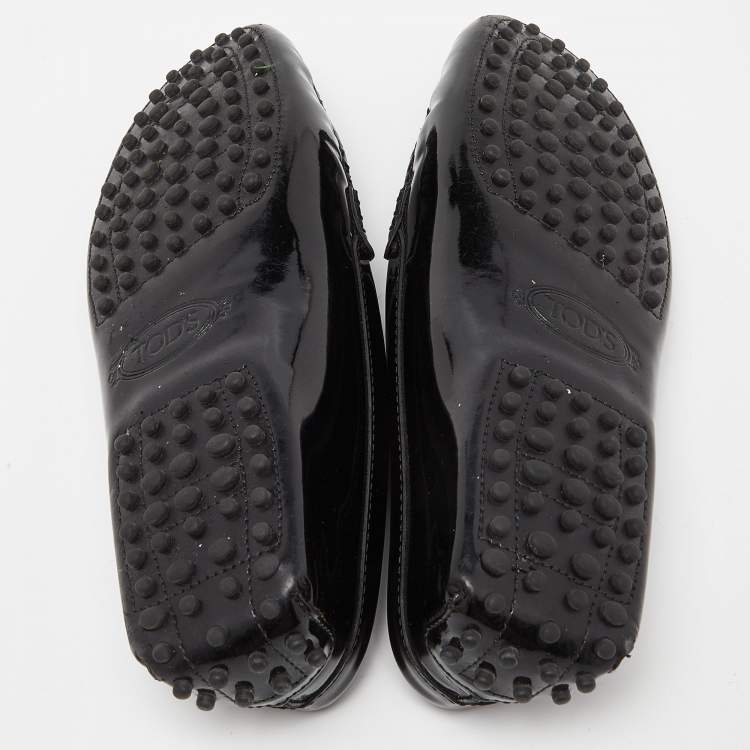 Pre Owned Tod's Black Patent Leather Penny Loafers Size 40