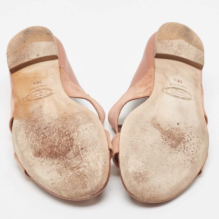 Pre Owned Tod's Pink Suede Open Toe Flat Sandals Size 38.5
