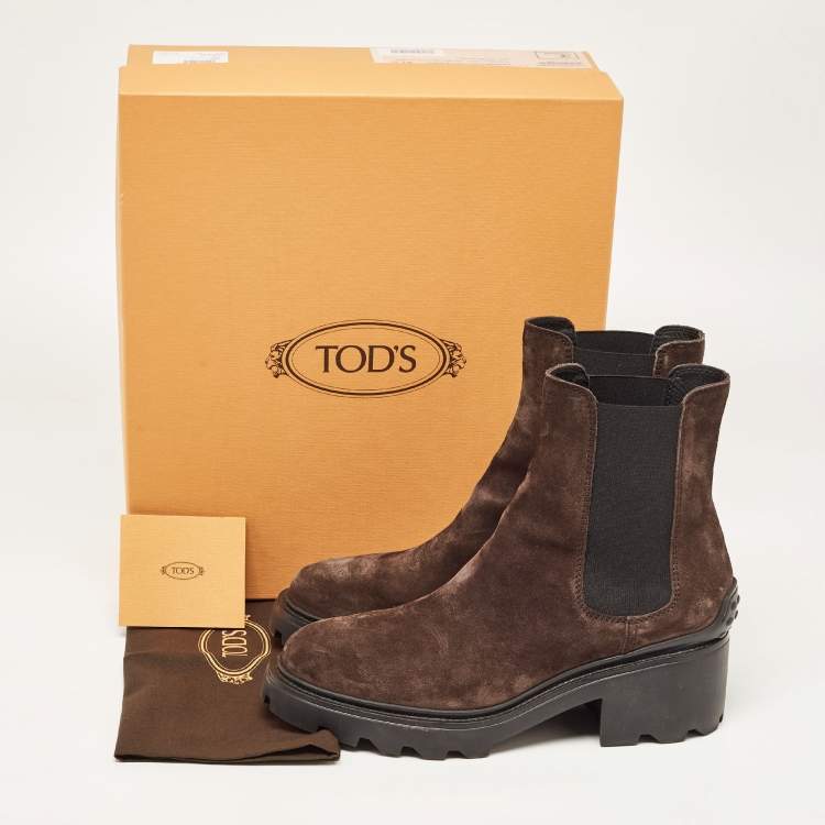 Pre Owned Tod's Brown Suede Ankle  Boots Size 41.5