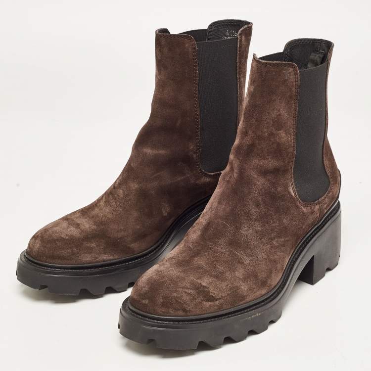 Pre Owned Tod's Brown Suede Ankle  Boots Size 41.5