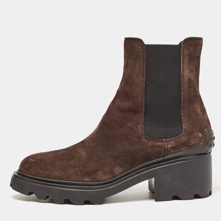 Pre Owned Tod's Brown Suede Ankle  Boots Size 41.5