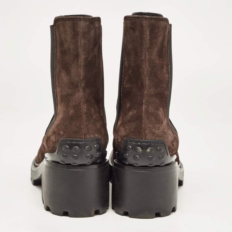 Pre Owned Tod's Brown Suede Ankle  Boots Size 41.5
