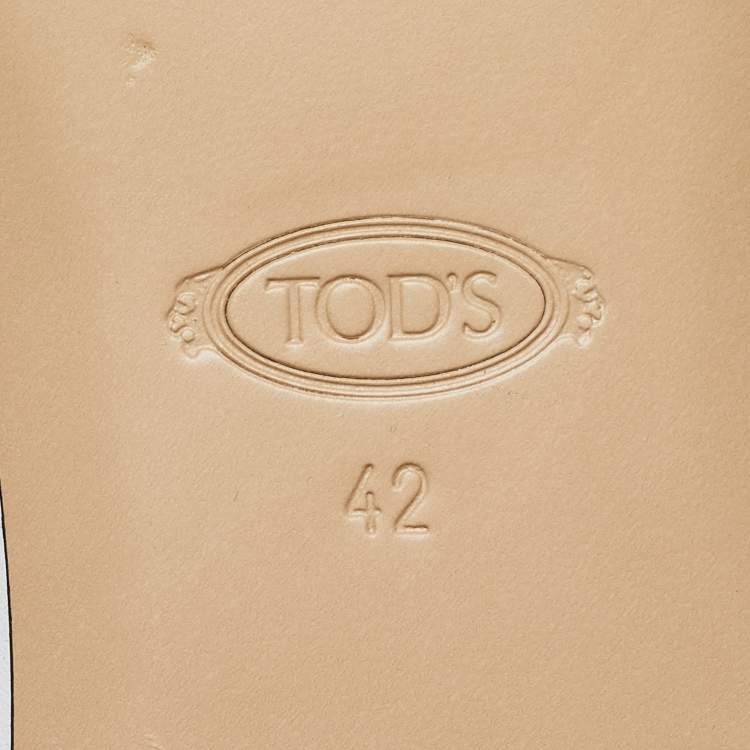 Pre Owned Tod's Off White Leather Kate Chain Loafers Size 42