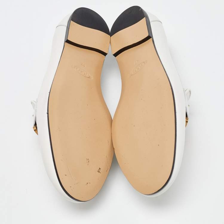Pre Owned Tod's Off White Leather Kate Chain Loafers Size 42