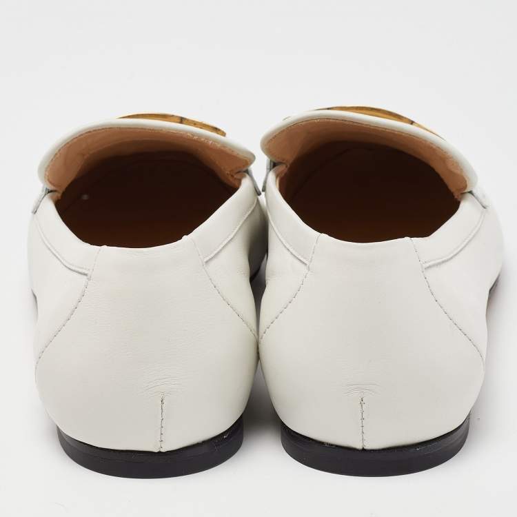 Pre Owned Tod's Off White Leather Kate Chain Loafers Size 42