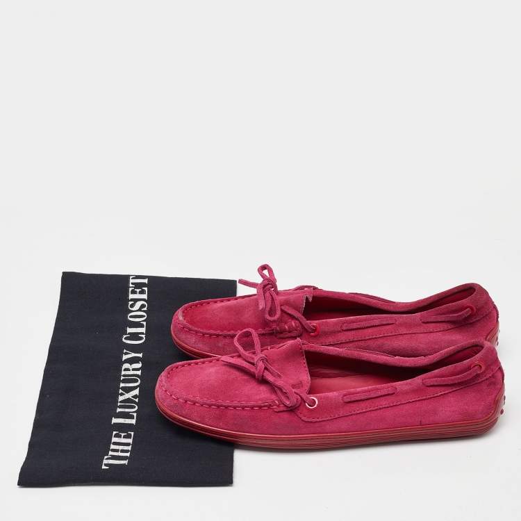 Pre Owned Tod's Pink Suede Gommino Loafers Size 38