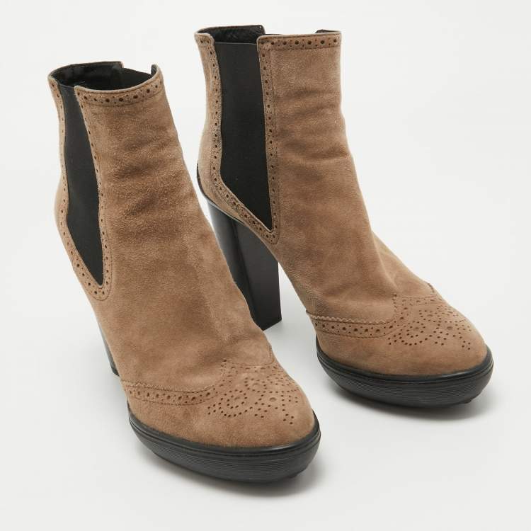 Pre Owned Tod's Brown Suede Ankle Boots Size 41