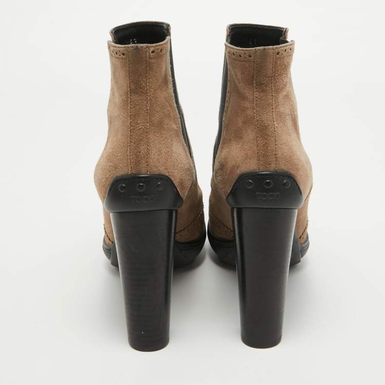 Pre Owned Tod's Brown Suede Ankle Boots Size 41